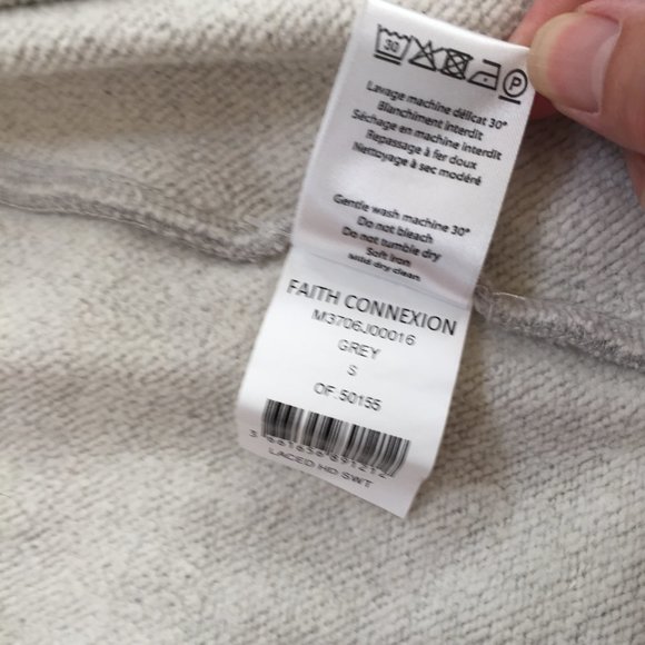 FAITH CONNEXION Mens Laced Hooded Sweat Jacket Sz S Grey 100% Cotton NEW $560 - Picture 11 of 12